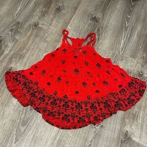 Red/Orange Floral Flowy Tank